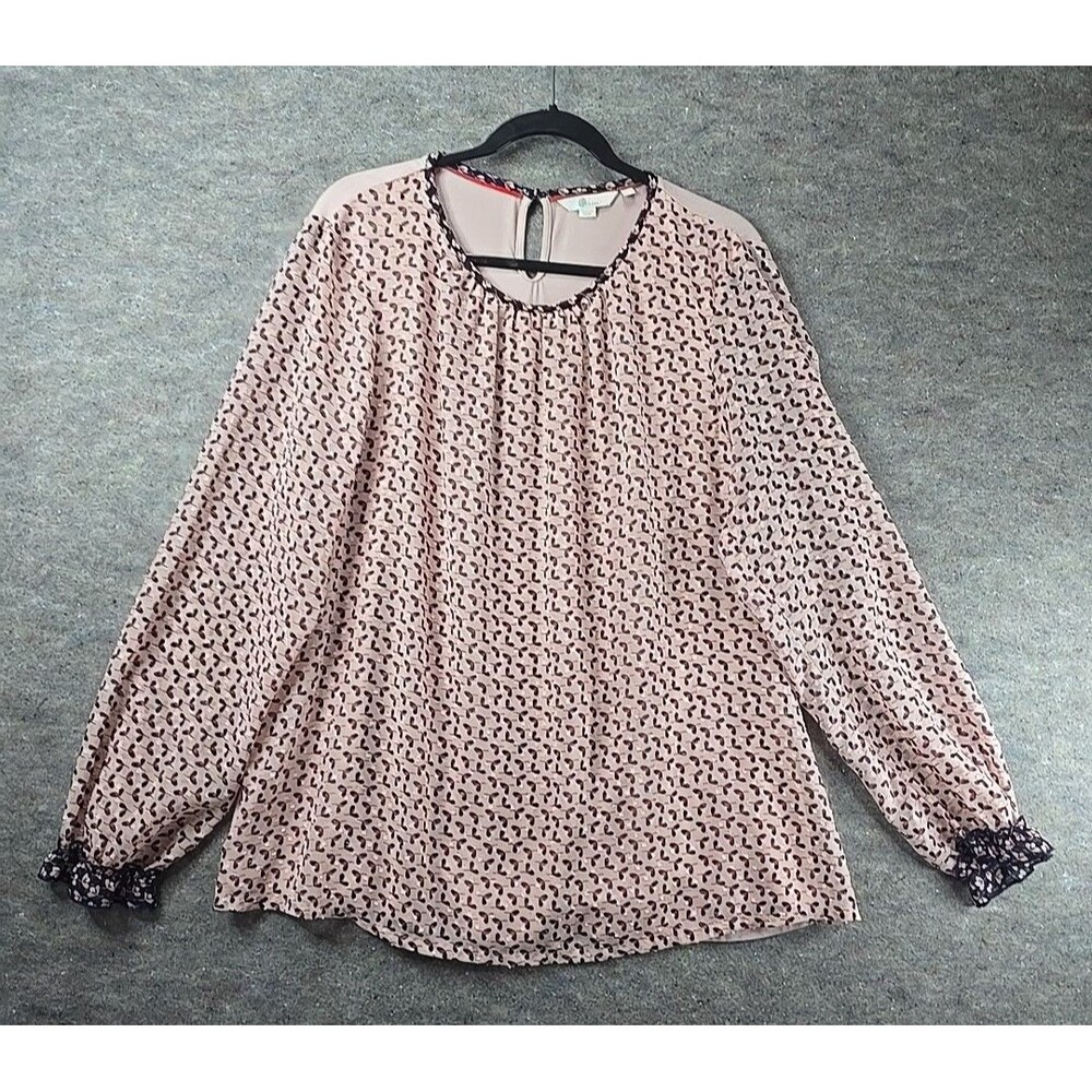 Boden Floral Long Sleeve Top Pullover Crew Neck Pink Womens Size US 16 J0244